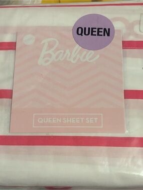 Barbie Pink Chevron Queen  Sheet Set 100% cotton